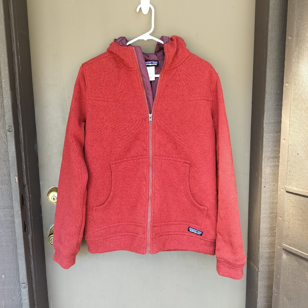 Patagonia Red Hooded Fleece Zip-Up Sweater